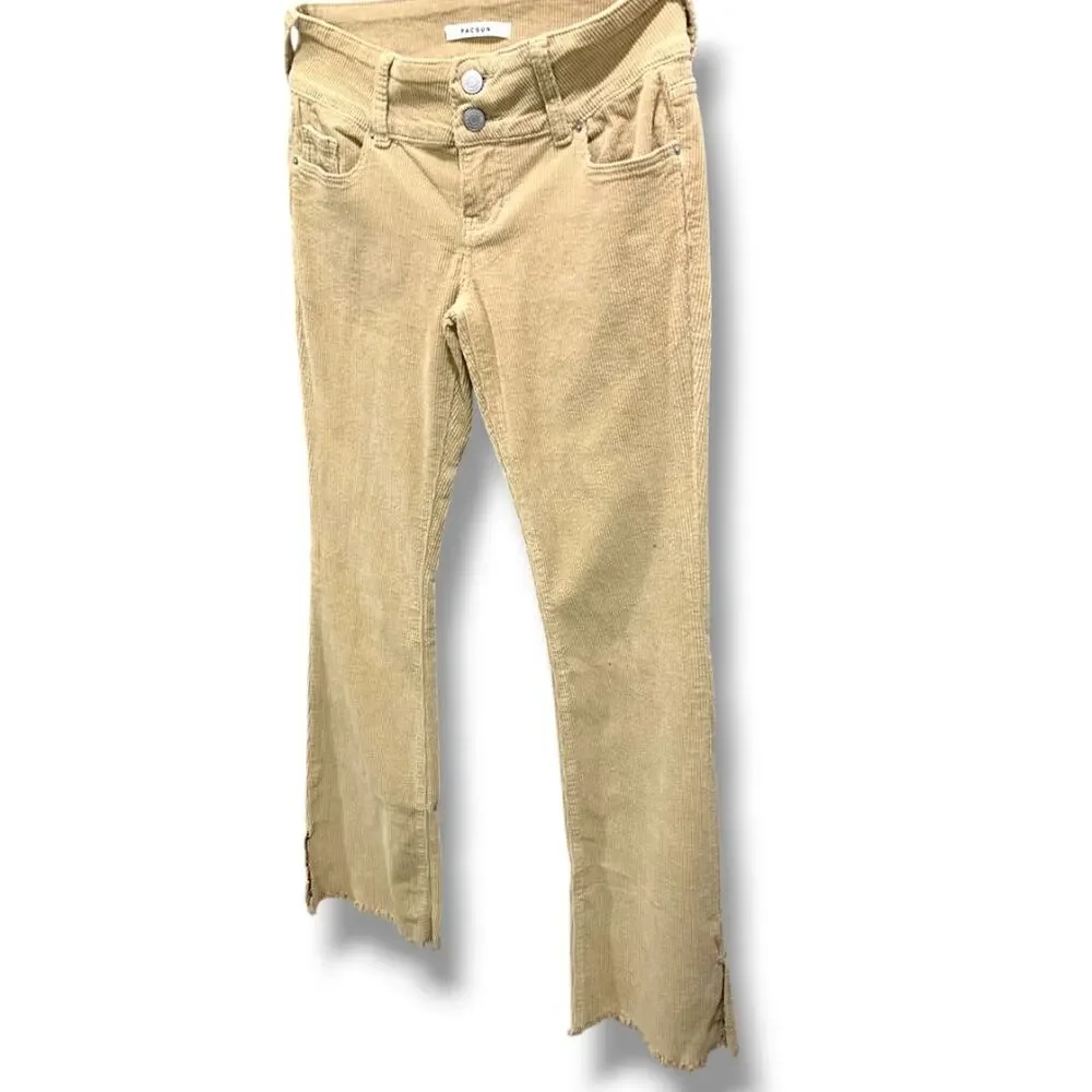 Size 25 PacSun Womens Tan Corduroy Low Rise Boot Cut Pants Stretch